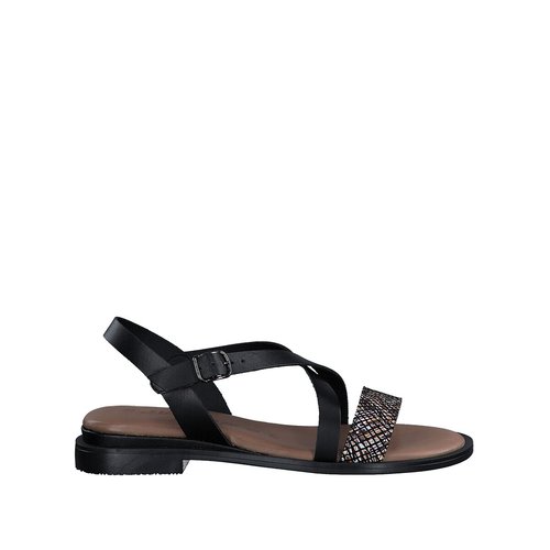 Platte sandalen in leer zwart Tamaris La Redoute