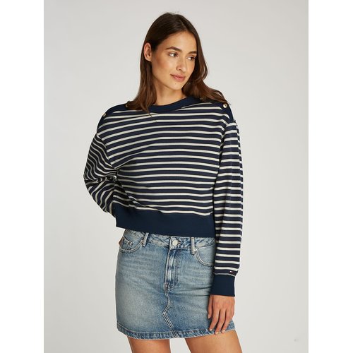 Générique Felpa da donna a righe color oversize, Y2K, a righe, con scollo rotondo, a maniche lunghe, pullover top invernale, streetwear quotidiano sportivo, arancione, XL