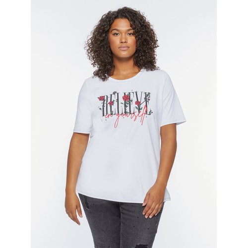 T shirt en jersey de coton avec maxi inscription imprimee sur le devant et cabochons en etoile blanc Fiorella Rubino La Redoute