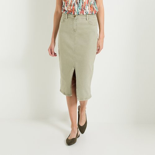Jupe denim mi longue vert kaki Grain De Malice La Redoute