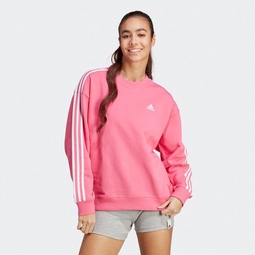 Essentials 3 stripes sweatshirt in cotton magenta Adidas Sportswear La Redoute