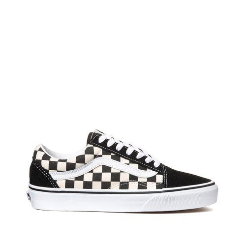 Checkerboard old skool vans white top