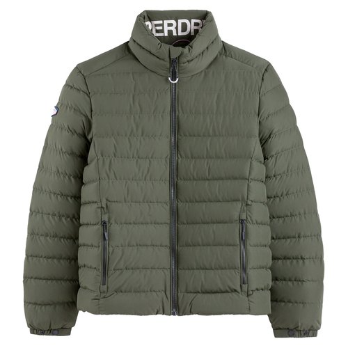 Short padded jacket with high neck in cotton mix mid season green Superdry La Redoute