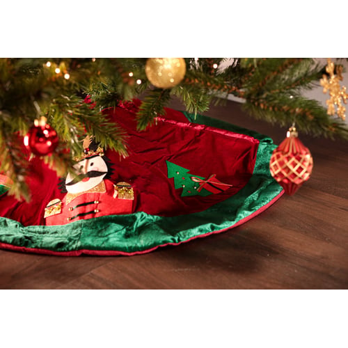 Jupe De Sapin De Noël Artoid Mode Poinsettia - Décoration Festive 122 Cm, Tissu Polyester Double Couche - 5