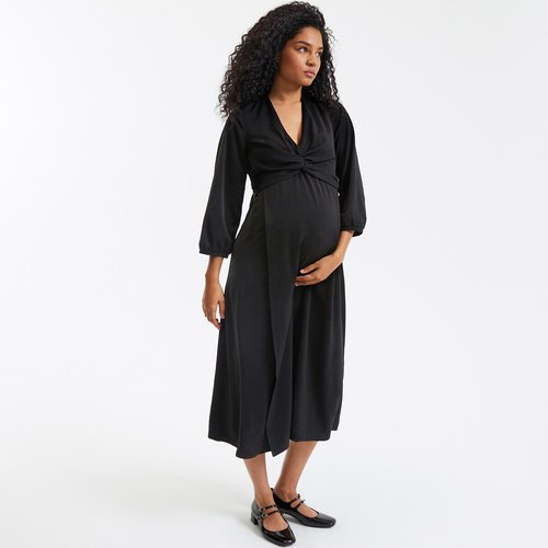 Robe de grossesse effet cache c ur noir La Redoute Collections La Redoute