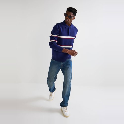 Pull col polo en coton bio et cachemire asphalte Monoprix La Redoute