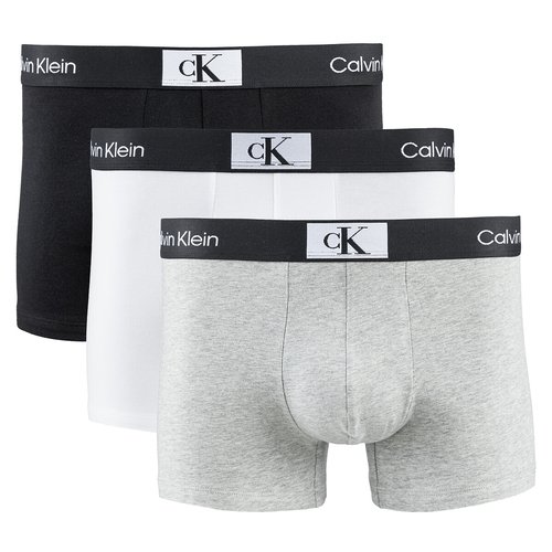 Lote de 3 boxers lisos preto cinzento branco Calvin Klein Underwear La Redoute
