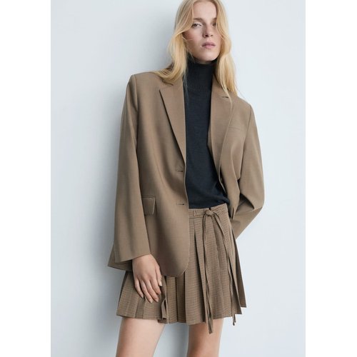Minijupe plissee pied de poule marron Mango La Redoute