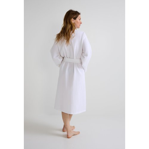 Peignoir long nid d abeille contenant du coton bio blanc Monoprix La Redoute