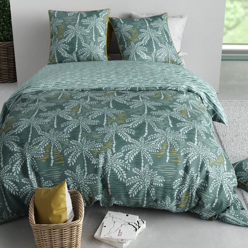 Parure De Lit 3 Pièces Super King Size – Housse De Couette Pêche Et Chasse Motif Marlin – Vert, Microfibre Douce