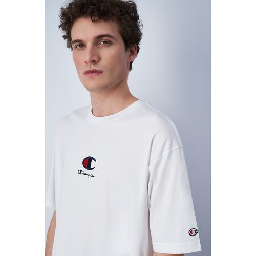Embroidered logo cotton t shirt with short sleeves Champion La Redoute