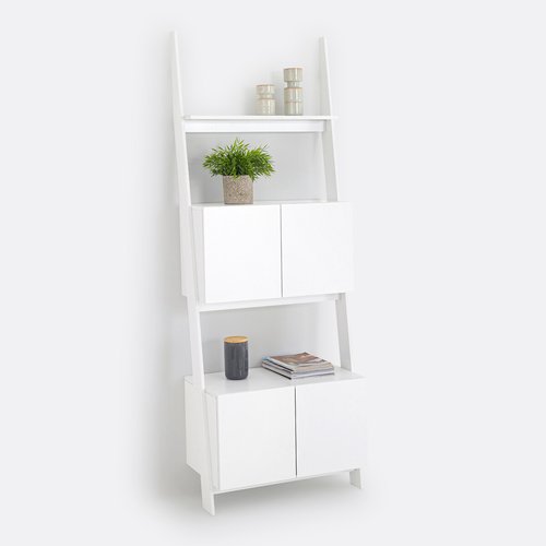 Domeno wall mounted ladder painted shelving unit with cupboards white La Redoute Interieurs La Redoute