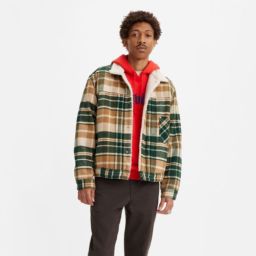 Veste sherpa carreaux outlet