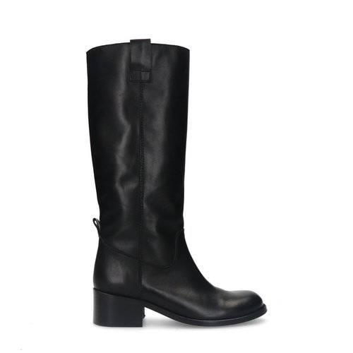 Bottes hautes a talon en cuir noir Sacha La Redoute