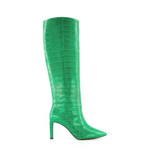 Bottes au genou a talons aiguille hauts et bout pointu spice vert cuir Dune London La Redoute