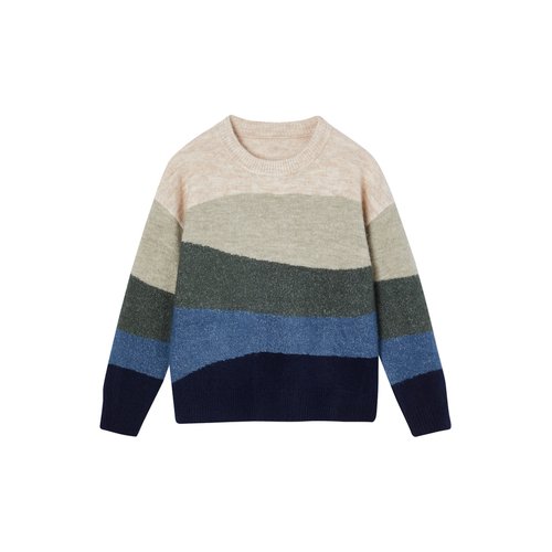 Pull colourblock col rond garcon stranger forest bleu Vertbaudet La Redoute