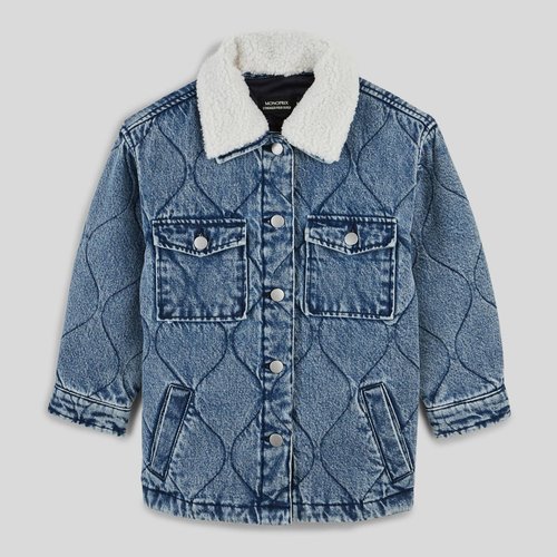 Veste en jean matelassee a col effet mouton contenant du coton bio blue denim Monoprix La Redoute