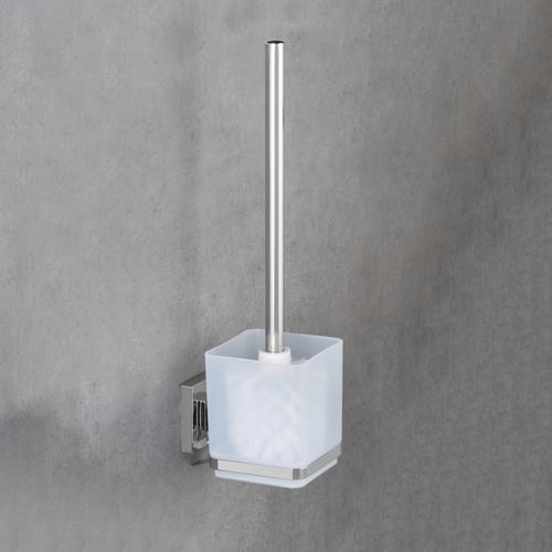 WENKO Brosse WC Sur Pied Avola Blanche - Porte Brosse 2 En 1 Avec Support Papier Toilette Inox - Design Moderne