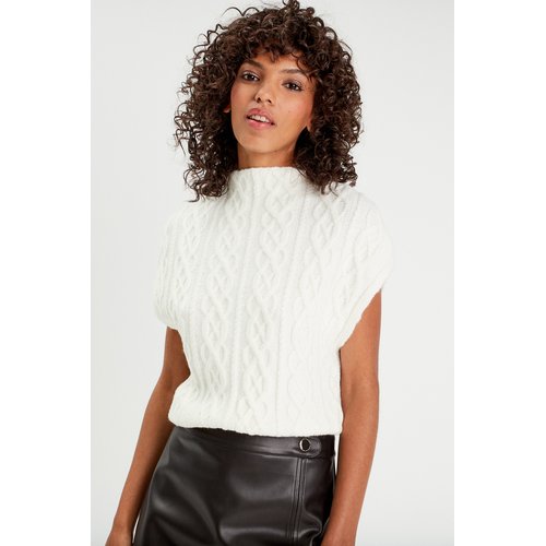 Pull sans manches torsades ecru Cache Cache La Redoute