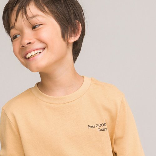 Lote de 3 camisetas manga larga con mensaje amarillo azul grisaceo camel La Redoute Collections La Redoute