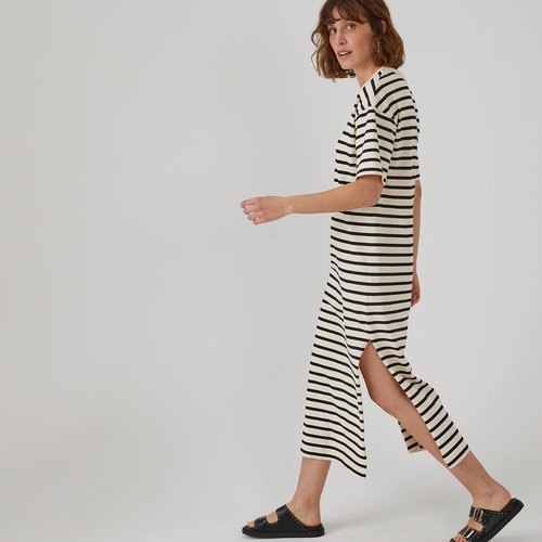 Striped cotton t shirt dress clearance
