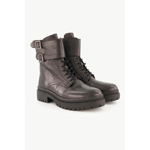 Bottines en cuir avec lacage largeur h noir Ulla Popken La Redoute