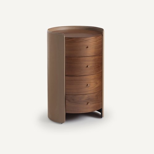 Firmo walnut leather bedside table drawers walnut Am.Pm La Redoute