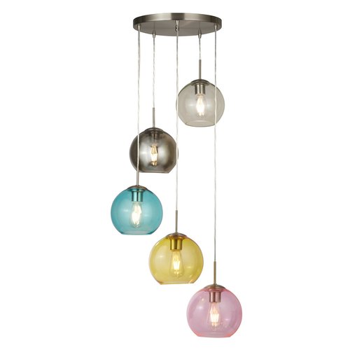 5 multi colour glass shades spiral ceiling pendant silver coloured So home La Redoute