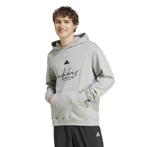 Cotton double logo hoodie Adidas Sportswear La Redoute