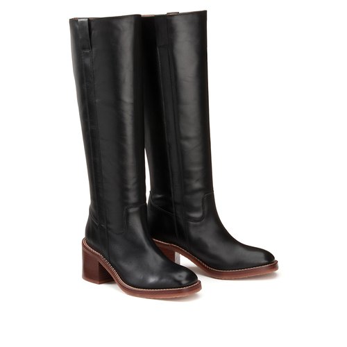 Black heeled calf boots outlet