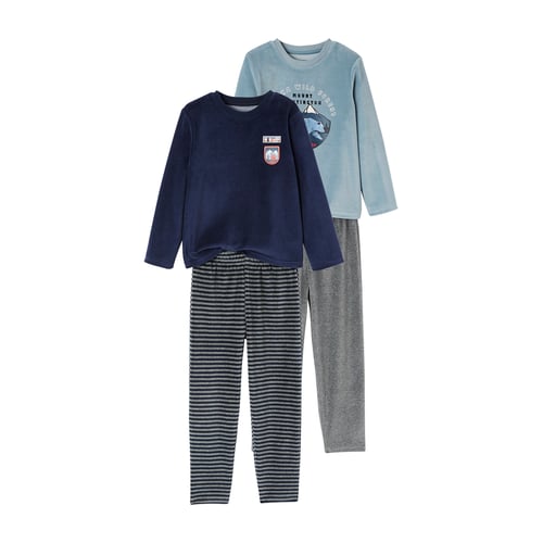 VERTBAUDET - Lot De 2 Pyjamas Bébé Garçon En Velours Doux - Motifs Animaux - 75% Coton, 25% Polyester Recyclé - 3
