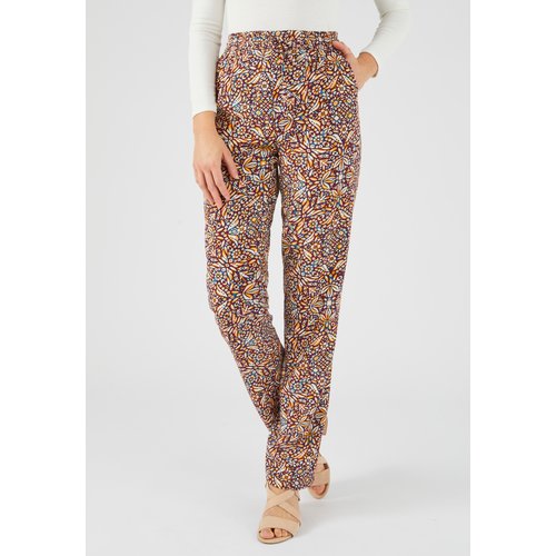 Pantalon fluide imprime rouge bordeaux mosaique Damart La Redoute