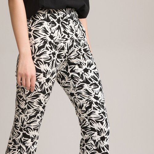 Floral print flared trousers in linen mix length 30.5