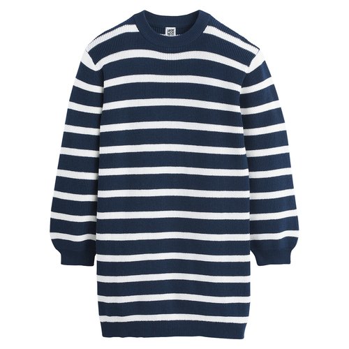 Striped jumper dress with long sleeves navy blue ecru La Redoute Collections La Redoute