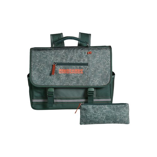 Cartable trousse dinos vert sapin Vertbaudet La Redoute