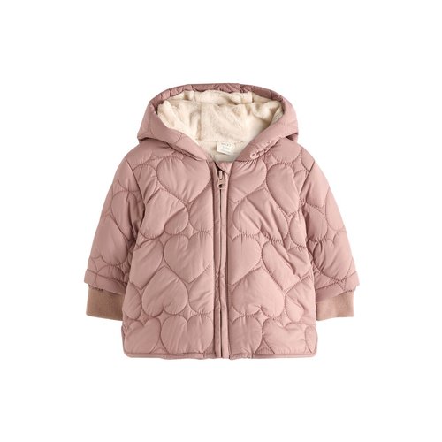 Manteau matelasse bebe manches longues rose motif c urs Next La Redoute