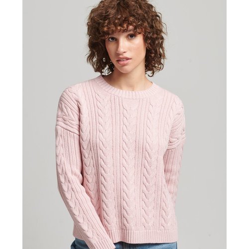 Pull ras du cou en maille torsadee a epaules tombantes Superdry La Redoute