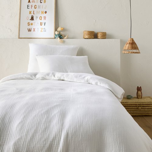 Kumla children s plain 100 cotton muslin duvet cover La Redoute Interieurs La Redoute