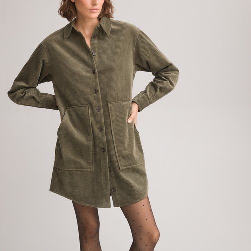 Robe en velours signature forme chemise oversize La Redoute Collections La Redoute
