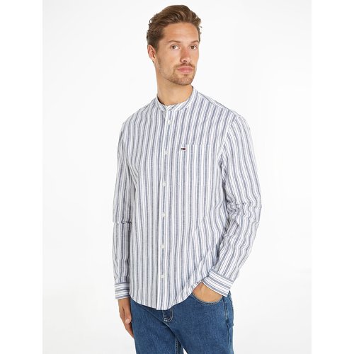 Gestreept hemd in katoen linnen maokraag gestreept blauw wit Tommy Jeans La Redoute