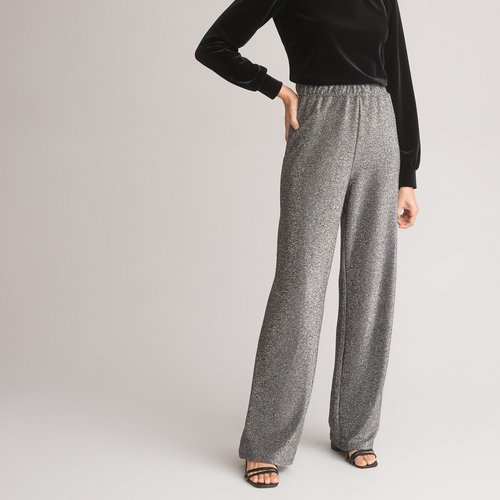 Pantalon large en maille brillante noir argent La Redoute Collections La Redoute