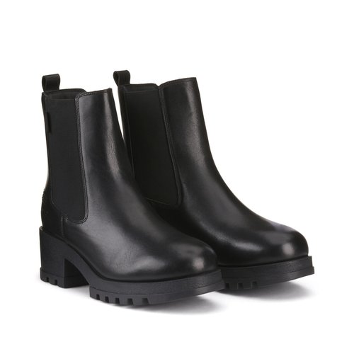 Bottines en cuir a talons kick stretch noir Kickers La Redoute