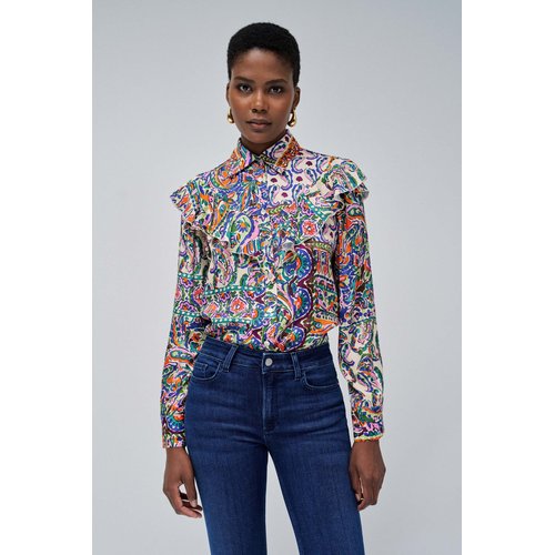 Chemise en satin avec volants beige Salsa Jeans La Redoute