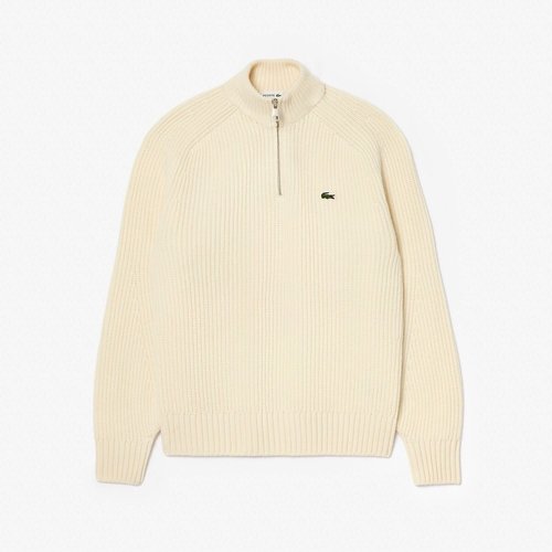 Pull zippe col montant epais en laine cardee
