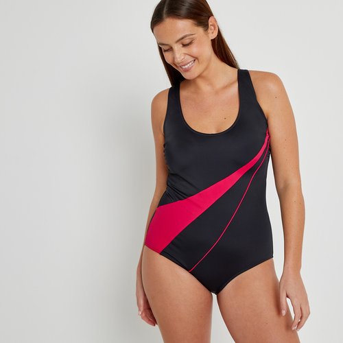 Tummy toning racerback swimsuit black pink La Redoute Collections Plus La Redoute