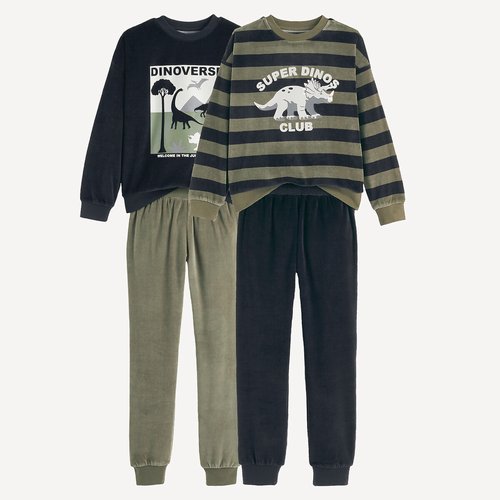 Pigiama con maglia in pile e pantaloni a quadri nero/grigio La Redoute Collections | La Redoute