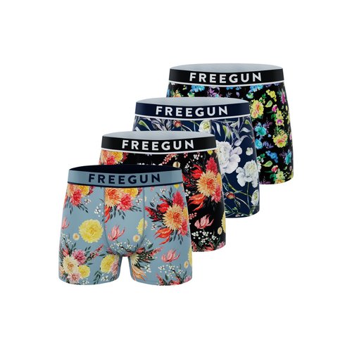 Boxers coton lot de 4 bleu rouge jaune noir Freegun La Redoute
