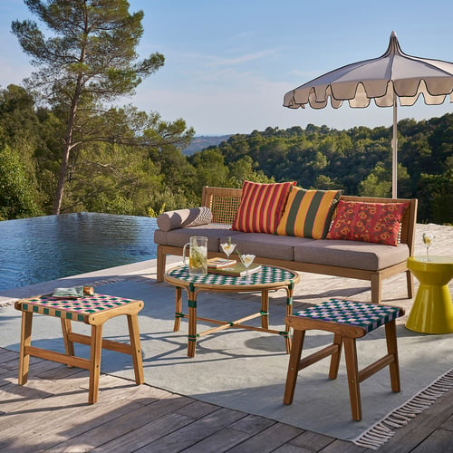 CLP Tabouret Haut Jardin résistant Air, Chaise de Jardin avec Dossier, Tabouret comptoir résistant aux UV en Plastique Facile à Entretenir, Couleur:Rouge