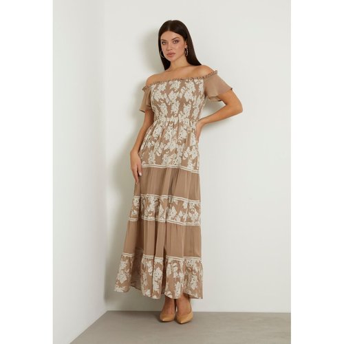 Guess robe longue brodee beige Guess La Redoute