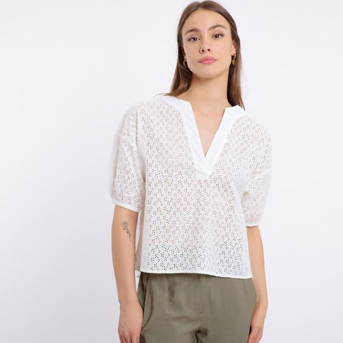 Blouse manche courte broderie anglaise outlet